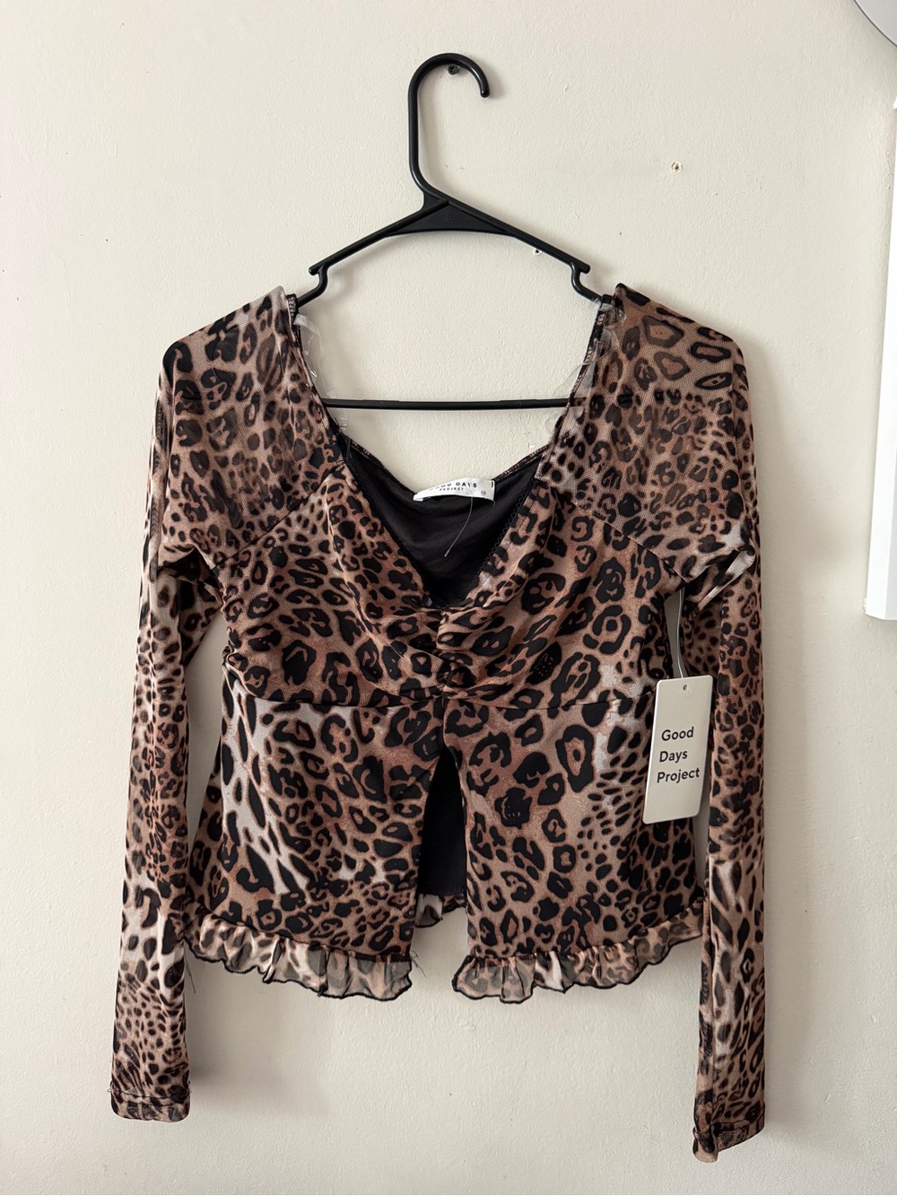 Leopard Print Long Sleeve Top - Brown/Black